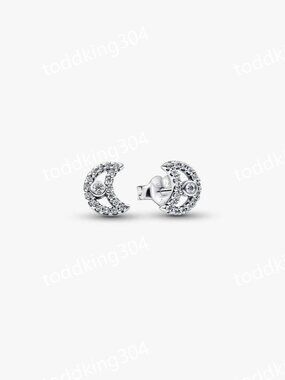 Sparkling Moon Stud Earrings